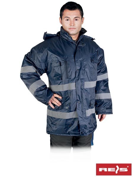 KURTKA ROBOCZA OCIEPLANA OCHRONNA K-BLUE Z PASAMI ODBLASKOWYMI REIS