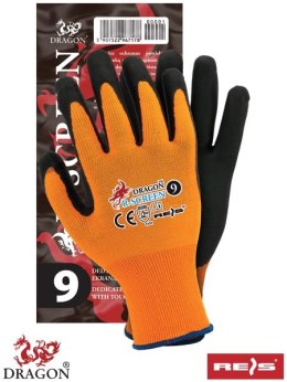 RĘKAWICE ROBOCZE  DO PRACY Z TELEFONEM I TABLETEM R-CREEN REIS POWLEKANE NITRYLEM DO EKRANÓW DOTYKOWYCH