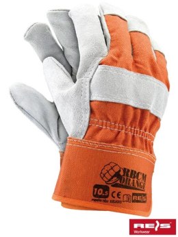 Reis RBCMORANGE rękawice robocze budowlane wzmacniane skórą pomarańczowe