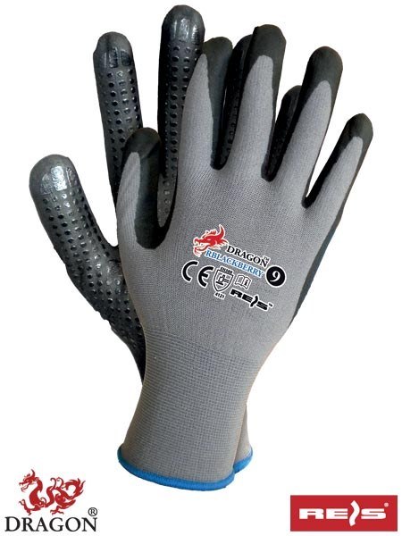 RBLACKBERRY Reis Dragon olejoodporne rękawice robocze powlekane spienionym nitrylem RBLACKBERRY Reis Dragon olejoodporne rękawice robocze powlekane spienionym nitrylem