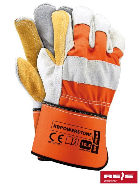 Reis RBPOWERSTONE mocne rękawice robocze wzmacniane skórą budowlane Reis RBPOWERSTONE mocne rękawice robocze wzmacniane skórą budowlane
