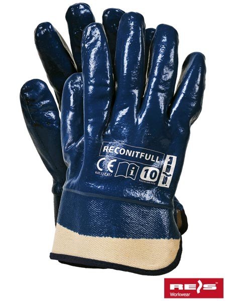 Reis RECONITFULL olejoodporne rękawice robocze powlekane nitrylem z mankietem