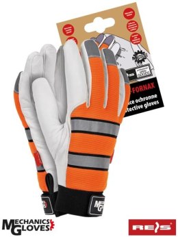 REIS RMC-FORNAX ostrzeagwcze rękawice odblaskowe dla drogowców i kierowców z pasami odblaskowymi
