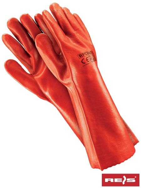Reis  RPCV40 czerwone rękawice robocze PCV 40 cm długie Reis  RPCV40 czerwone rękawice robocze PCV 40 cm długie