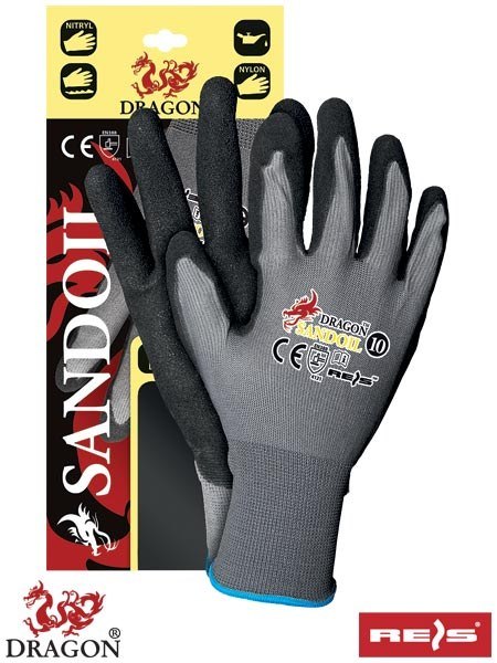 Reis Dragon Sandoil rękawice robocze olejoodporne powlekane nitrylem Reis Dragon Sandoil rękawice robocze olejoodporne powlekane nitrylem