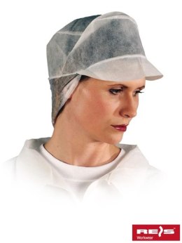 Reis CZA-TD biały czepek polipropylenowy Reis z daszkiem i długim tyłem