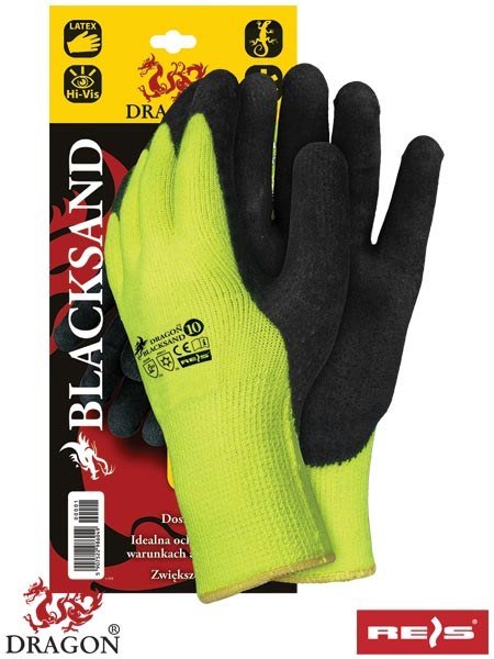 REIS BLACKSAND DRagon rękawice robocze ocieplane powlekane lateksem budowlane REIS BLACKSAND DRagon rękawice robocze ocieplane powlekane lateksem budowlane