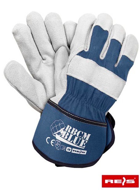 Reis RBCMBLUE  wytrzymałe rękawice robocze budowlane wzmacniane skórą Reis RBCMBLUE  wytrzymałe rękawice robocze budowlane wzmacniane skórą