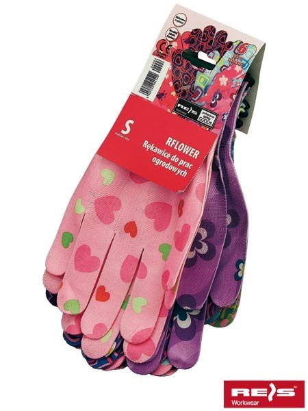 Reis RFLOWER damskie rękawice robocze w kwiatki Reis RFLOWER damskie rękawice robocze w kwiatki