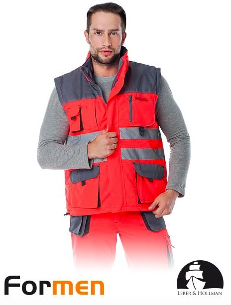 KAMIZELKA ROBOCZA OCIEPLANA OSTRZEGAWCZA LH-FMNX-V 6 OPCJI FORMEN DLA DROGOWCÓW, KIEROWCÓW, MAGAZYNIERÓW NA BUDOWĘ