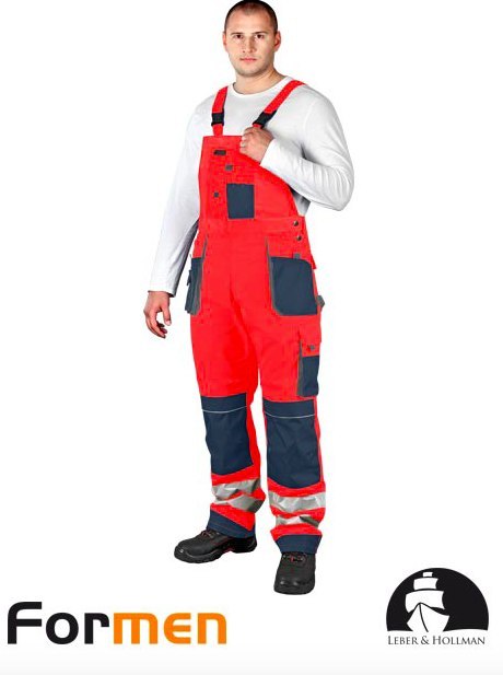 spodnie robocze ogrodniczki ostrzegawcze LH-FMNX-B Leber&Hollman czerwono-granatowo-szare spodnie robocze ogrodniczki ostrzegawcze LH-FMNX-B Leber&Hollman czerwono-granatowo-szare