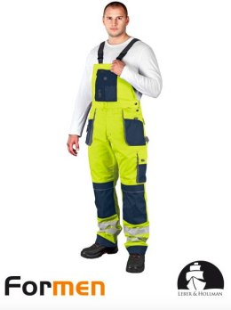 spodnie robocze ogrodniczki ostrzegawcze LH-FMNX-B Leber&Hollman żółto-granatowo-szare