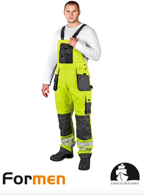 spodnie robocze ogrodniczki ostrzegawcze LH-FMNX-B Leber&Hollman żółto-stalowo-czarne spodnie robocze ogrodniczki ostrzegawcze LH-FMNX-B Leber&Hollman żółto-stalowo-czarne