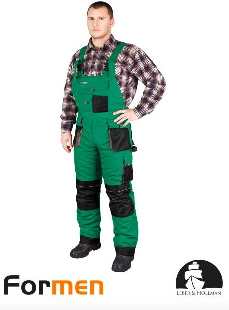 spodnie robocze ogrodniczki ocieplane LH-FMNW-B Leber&Hollman zielono-czarne