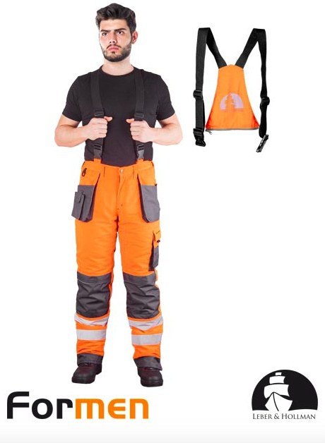 spodnie robocze ogrodniczki ocieplane odblaskowe LH-FMNWX-B Leber&Hollman pomarańczowo-stalowo-czarne spodnie robocze ogrodniczki ocieplane odblaskowe LH-FMNWX-B Leber&Hollman pomarańczowo-stalowo-czarne