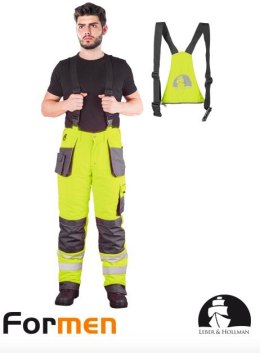 spodnie robocze ogrodniczki ocieplane odblaskowe LH-FMNWX-B Leber&Hollman żółto-stalowo-czarne