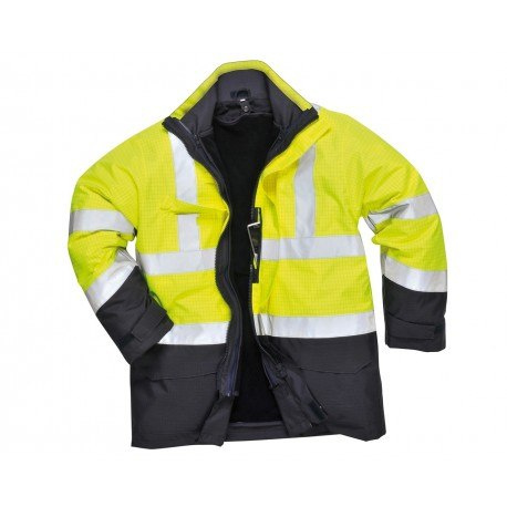 KURTKA ROBOCZA WODOODPORNA TRUDNOPALNA OSTRZEGAWCZA WIELOFUNKCYJNA BIZFLAME RAIN S779 PORTWEST