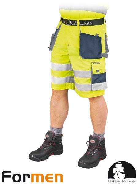 krókie spodenki robocze ostrzegawcze LH-FMNX-TS Leber&Hollman żółto-granatowo-szare krókie spodenki robocze ostrzegawcze LH-FMNX-TS Leber&Hollman żółto-granatowo-szare