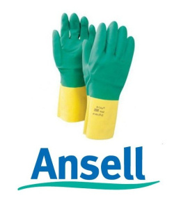 RĘKAWICE OCHRONNE KWASOODPORNE BI -COLOUR AN87-900 ANSELL CXS Z MANKIETEM Z LATEKSU I NEOPRANU