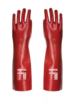 RĘKAWICE ROBOCZE PCV A445 PORTWEST CZERWONE 45cm