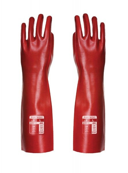 RĘKAWICE ROBOCZE PCV A445 PORTWEST CZERWONE 45cm RĘKAWICE ROBOCZE PCV A445 PORTWEST CZERWONE 45cm
