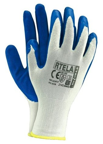 Reis RTELA rękawice ochronne powlekane lateksem biało-niebieskie Reis RTELA rękawice ochronne powlekane lateksem biało-niebieskie