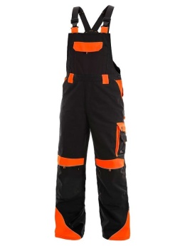 spodnie robocze ogrodniczki Sirius Brigton CXS Canis czarno-pomarańczowe
