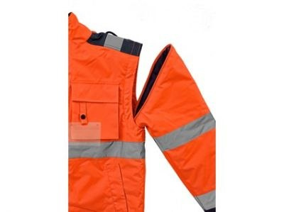 LUTON KURTKA ODBLASKOWA POMARAŃCZOWO-GRANATOWA  2W1 Z ODPINANYMI RĘKAWAMI LUTON KURTKA ODBLASKOWA POMARAŃCZOWO-GRANATOWA  2W1 Z ODPINANYMI RĘKAWAMI