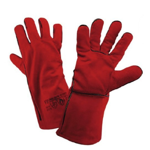 RĘKAWICE SPAWALNICZE CZERWONE Z DWOINY DLA SPAWACZA CZERWONE RĘKAWICE SPAWALNICZE CZERWONE Z DWOINY DLA SPAWACZA CZERWONE