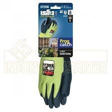 RĘKAWICE ROBOCZE NYLONIOWE PODWÓJNIE POWLEKANE LATEKSEM 07256 FROG CATCH OLEJOODPORNE ISSA