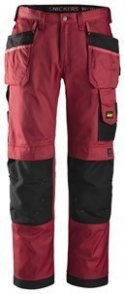 Snickers Workwear 3212 DuraTwill spodnie robocze do pasa z workami kieszeniowymi czerwono-czarne Snickers Workwear 3212 DuraTwill spodnie robocze do pasa z workami kieszeniowymi czerwono-czarne