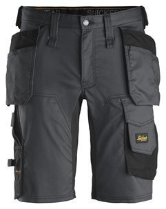 Snickers Workwear 6141 Stretch AllroundWork spodnie robocze krótkie z workami kieszeniowymi grafitowo-czarne