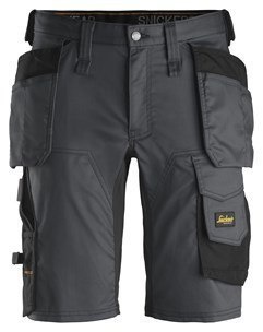 Snickers Workwear 6141 Stretch AllroundWork spodnie robocze krótkie z workami kieszeniowymi grafitowo-czarne Snickers Workwear 6141 Stretch AllroundWork spodnie robocze krótkie z workami kieszeniowymi grafitowo-czarne