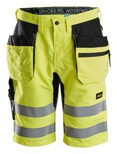 Snickers Workwear 6131 LiteWork+ spodnie robocze krótkie odblaskowe z workami kieszeniowymi żółte Snickers Workwear 6131 LiteWork+ spodnie robocze krótkie odblaskowe z workami kieszeniowymi żółte