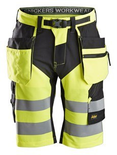 Snickers Workwear 6933 FlexiWork+ spodnie robocze krótkie odblaskowe z workami kieszeniowymi