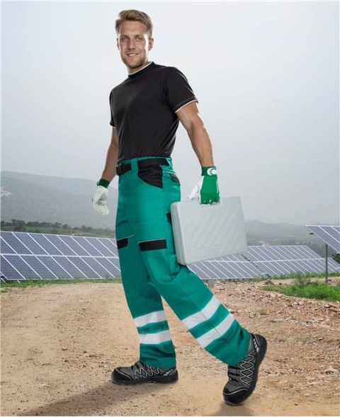 SPODNIE ROBOCZE DO PASA Z PASAMI ODBLASKOWYMI COOL TREND H8934 ARDON ZIELONE