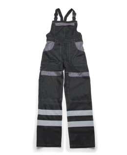 Ardon Cool Trend H8938 spodnie robocze ogrodniczki ochronne czarno-szare z pasami odblaskowymi