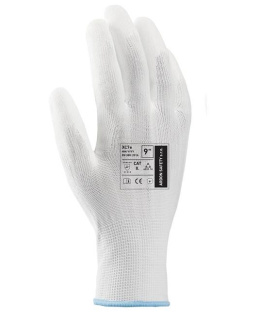 RĘKAWICE ROBOCZE DZIANE Z NYLONU POWLEKANE POLIURETANEM XC7e ARDON A9888 BIAŁE POWLEKANE PU