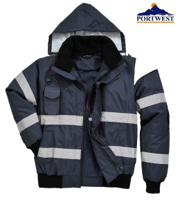 KURTKA ROBOCZA PRZECIWDESZCZOWA OCIEPLANA Z PASAMI ODBLASKOWYMI 4W1 BOMBER IONA S435 PORTWEST 2 KOLORY