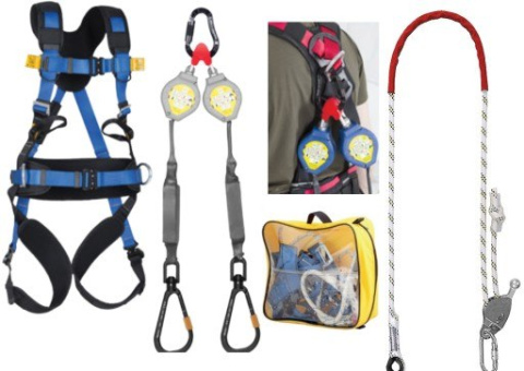 ZESTAW ASEKURACYJNY ROLER 5 Z SZELKAMI BEZPIECZEŃSTWA P 52PRO, URZĄDZENIEM SAMOHAMOWNYM WR 040 DOUBLE I PROT 22 PROTEKT