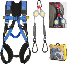 ZESTAW ASEKURACYJNY ROLER4 Z SZELKAMI BEZPIECZEŃSTWA P 32PRO I URZĄDZENIEM SAMOHAMOWNYM WR 040 DOUBLE ZATRZAŚNI AZ055 PROTEKT