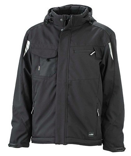 KURTKA ROBOCZA OCIEPLANA SOFTSHELL CRAFT Z KAPTUREM ODDYCHAJĄCA WODOODPORNA CZARNO-SZARA