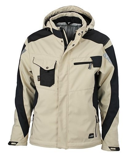 KURTKA ROBOCZA OCIEPLANA SOFTSHELL CRAFT Z KAPTUREM ODDYCHAJĄCA WODOODPORNA CZARNO-SZARA