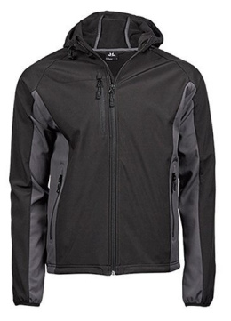 KURTKA ROBOCZA SOFTSHELL PERFORMANCE Z KAPTUREM CZARNA DWUKOLOROWA ODDYCHAJĄCA WODOODPORNA