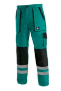 CXS CANIS SPODNIE ROBOCZE DO PASA LUXY BRIGHT Z PASAMI ODBLASKOWYMI ZIELONE