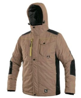 Canis CXS Baltimore bezowa kurtka robocza ocieplana budowlana przeciwdeszczowa oddychająca wodoodporna z kapturem