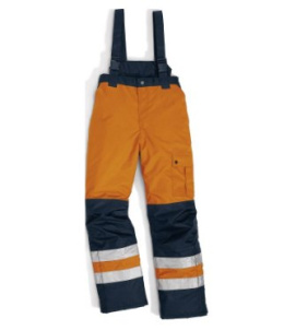 Delta Plus Fargo HV spodnie robocze ogrodniczki ocieplane ostrzegawcze pomarańczowe