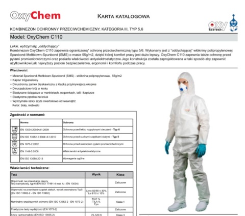 HURT - KOMBINEZON CHEMOODPORNY KAT. III TYP 5,6 HURT - KOMBINEZON CHEMOODPORNY KAT. III TYP 5,6