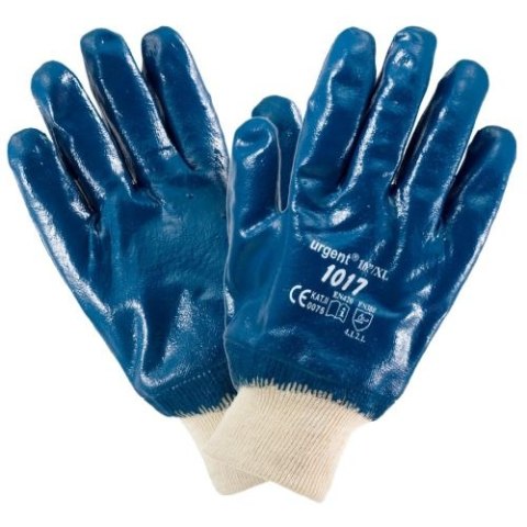 Urgent 1017 rękawice robocze powlekane niebieskim nitrylem ze ściągaczem Urgent 1017 rękawice robocze powlekane niebieskim nitrylem ze ściągaczem