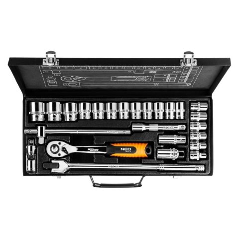 08-674 NEO TOOLS KLUCZE NASADOWE 1/2" , ZESTAW 25 SZT., CRV